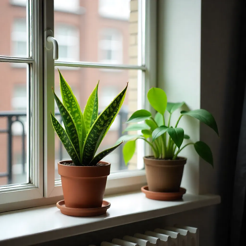 Window sill plant arrangement